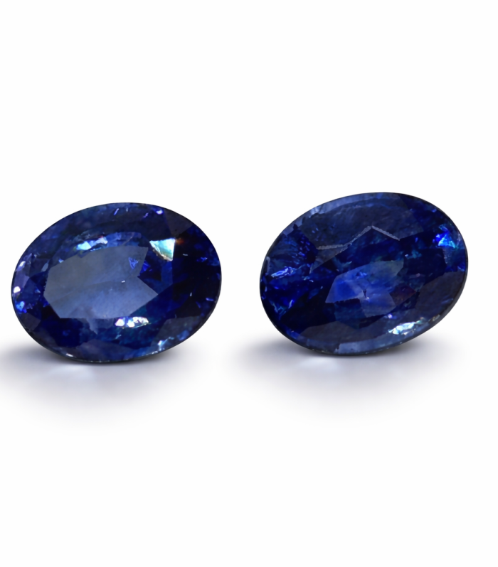 Pair of Natural Blue Sapphires — 0.73 & 0.70 Carat (Heated)